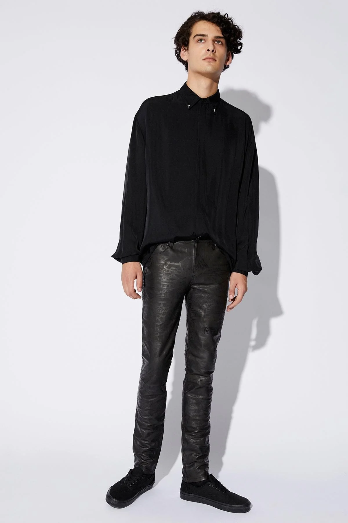AKIO LEATHER PANT | BLACK PORCELAIN - Image 2