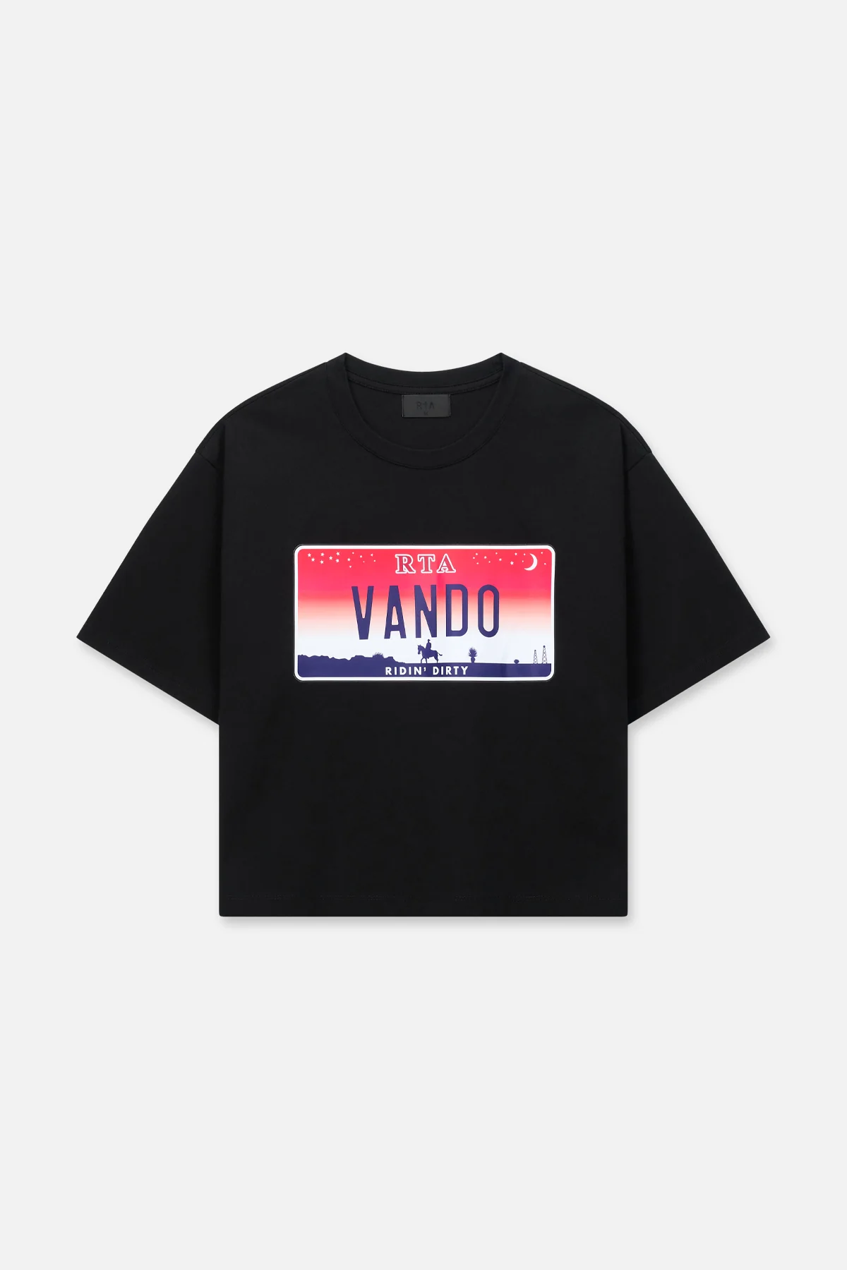 AUSTIN CROPPED SHORT SLEEVE TEE | BLACK LICENSE PLATE