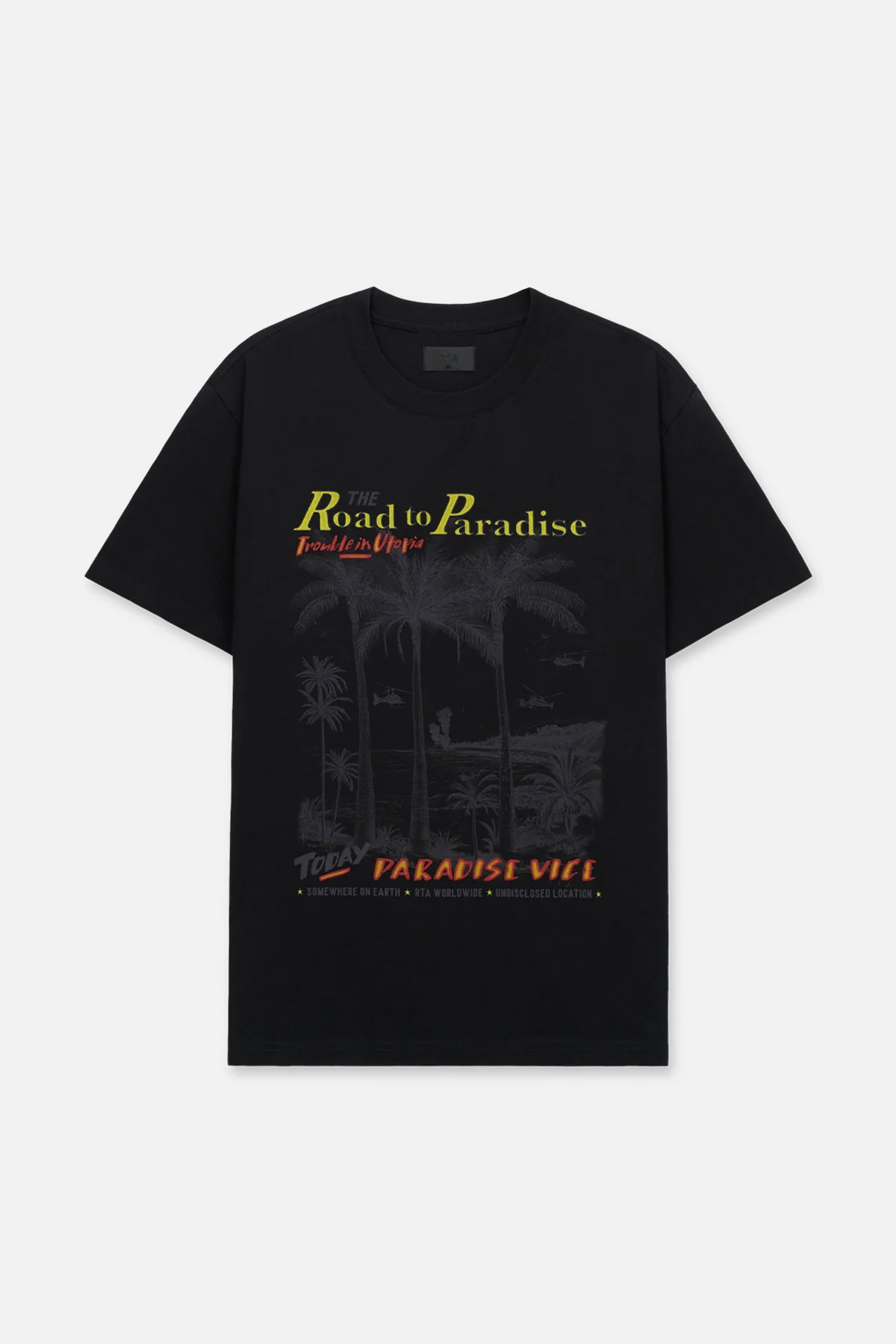 COLIN OVERSIZED SHORT SLEEVE TEE | BLACK ROAD TO PARADISE