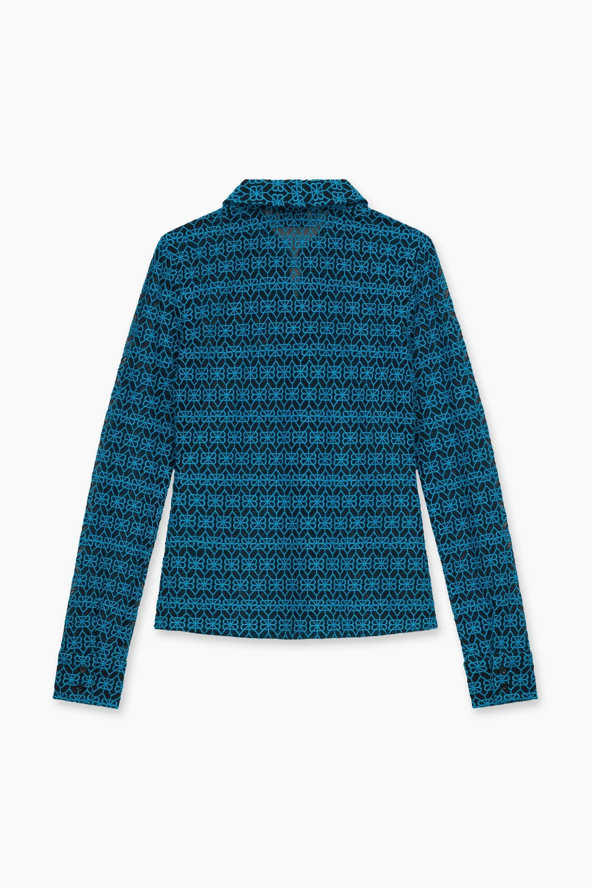EMBROIDERED BUTTON UP SHIRT | TEAL - Image 5