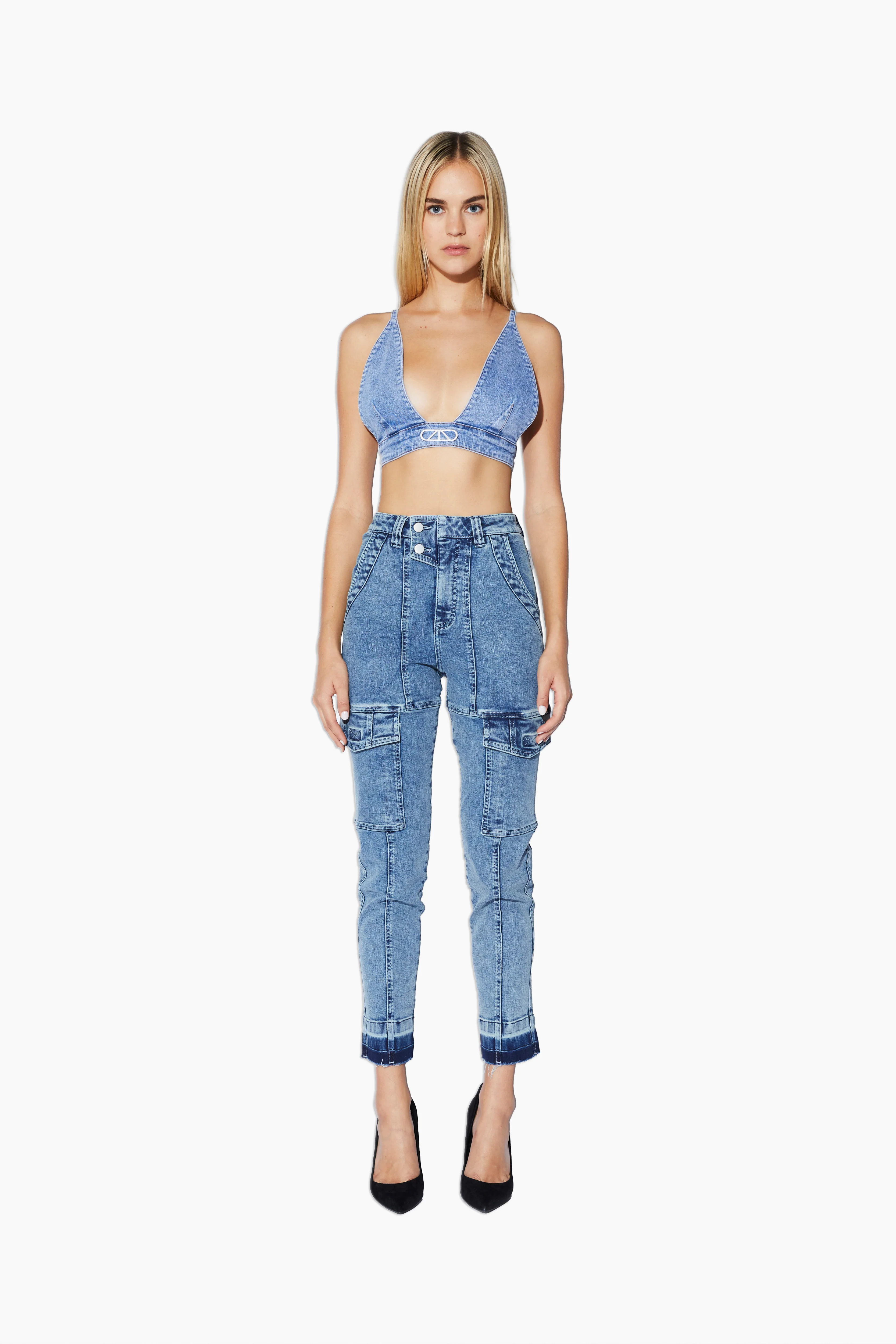 EVA DENIM SLIM CARGO | DENIM LIGHT WASH - Image 4