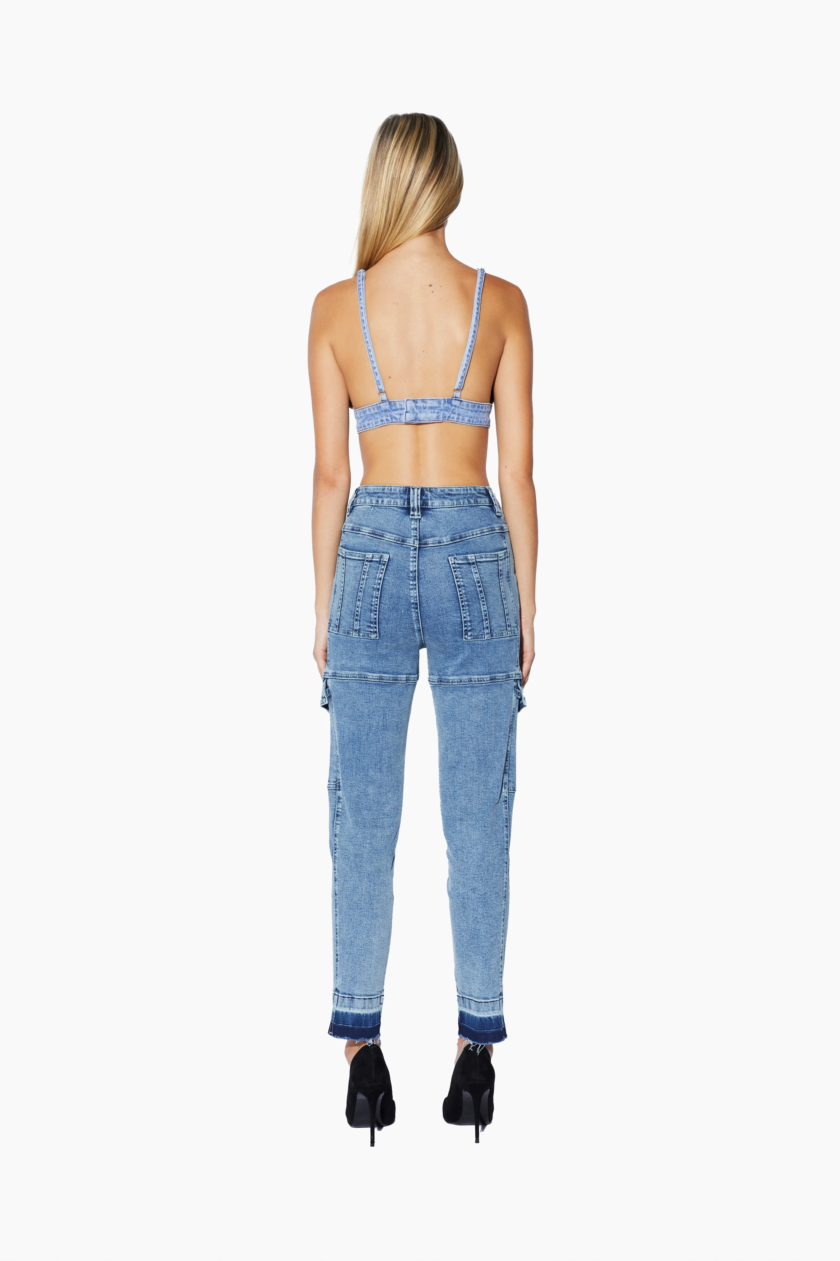 EVA DENIM SLIM CARGO | DENIM LIGHT WASH - Image 6