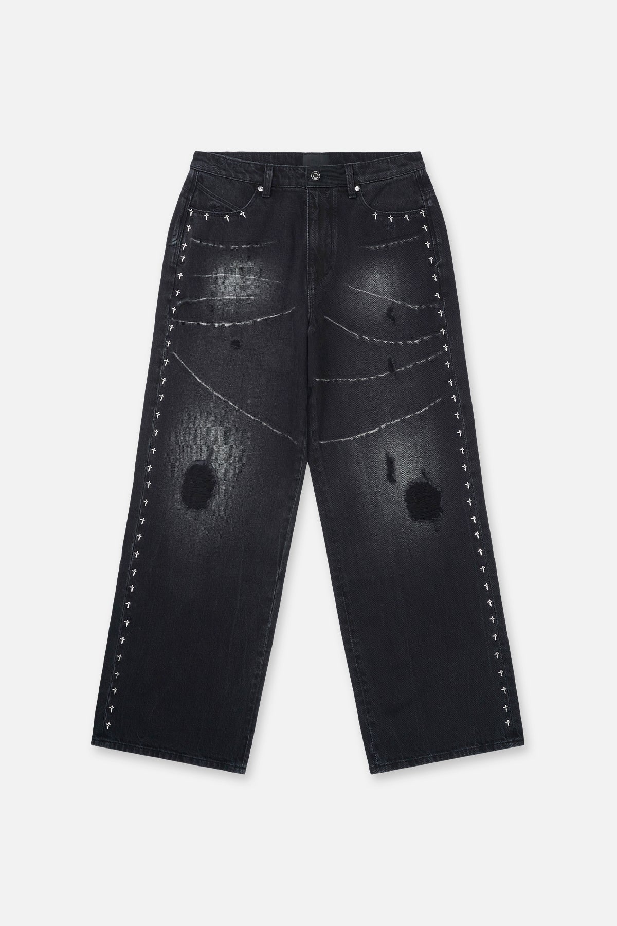 FRANCO WIDE LEG STUDDED JEAN | SMOKESTACK SIDE CROSS