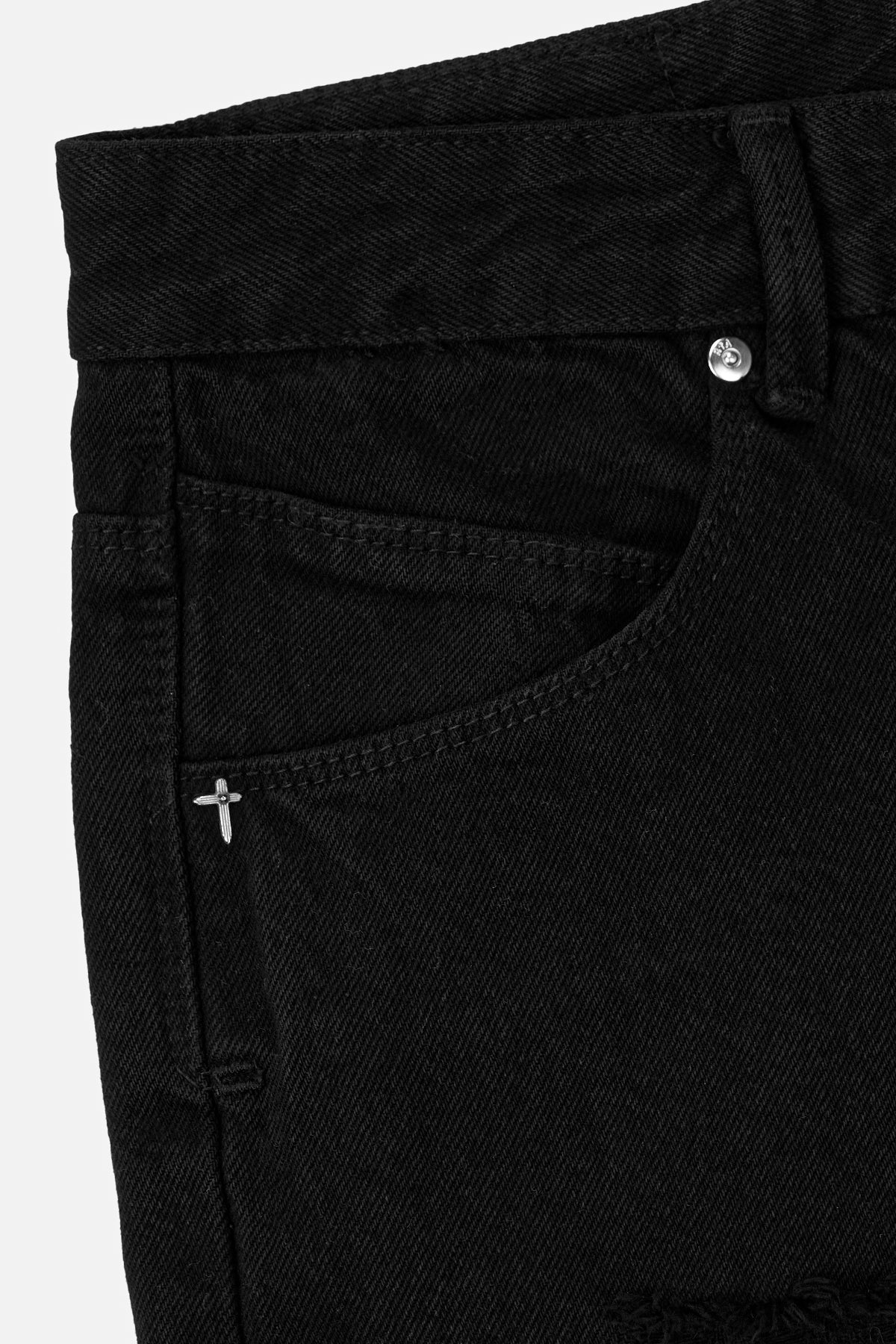 JAMIE WIDE LEG FLARE JEAN | BLACK SCRATCHED - Image 4