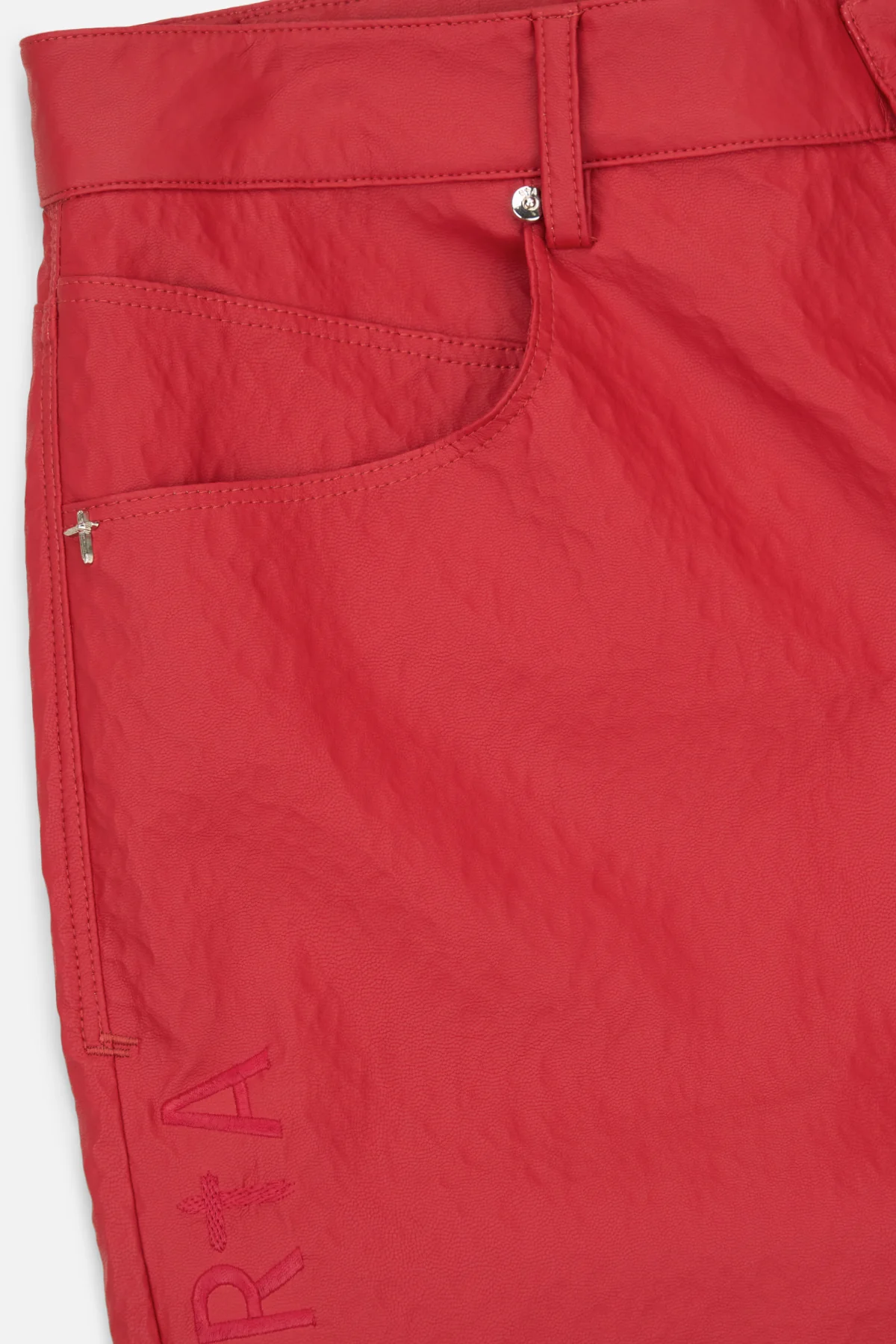 JAMIE LEATHER WIDE LEG PANT | CRIMSON RED - Image 4