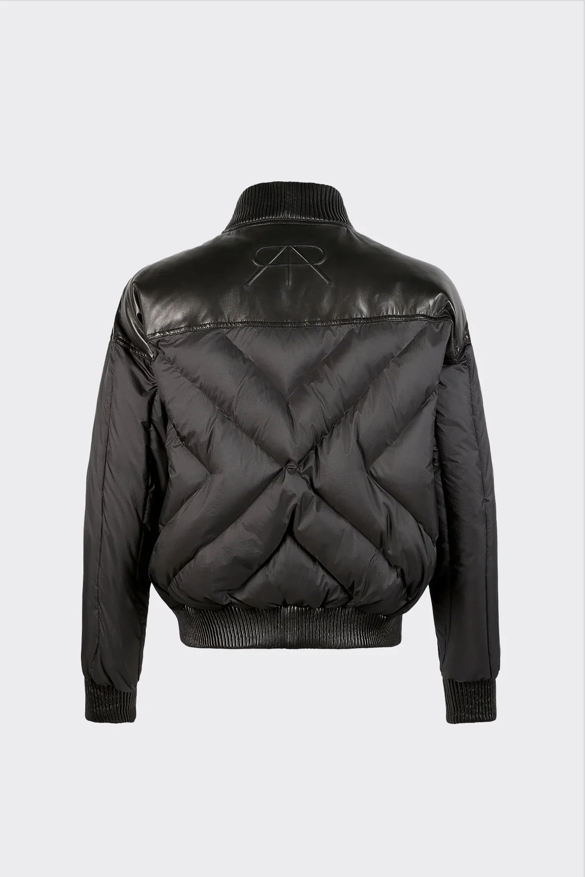 LEATHER CONTRAST PUFFER JACKET - Image 2