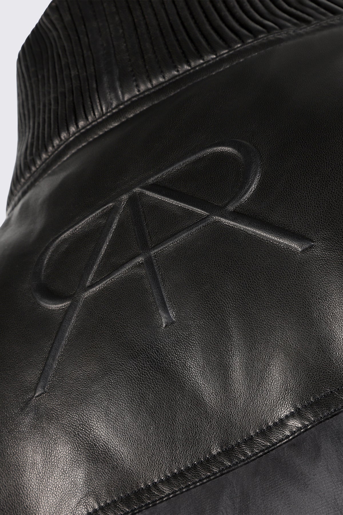 LEATHER CONTRAST PUFFER JACKET - Image 3