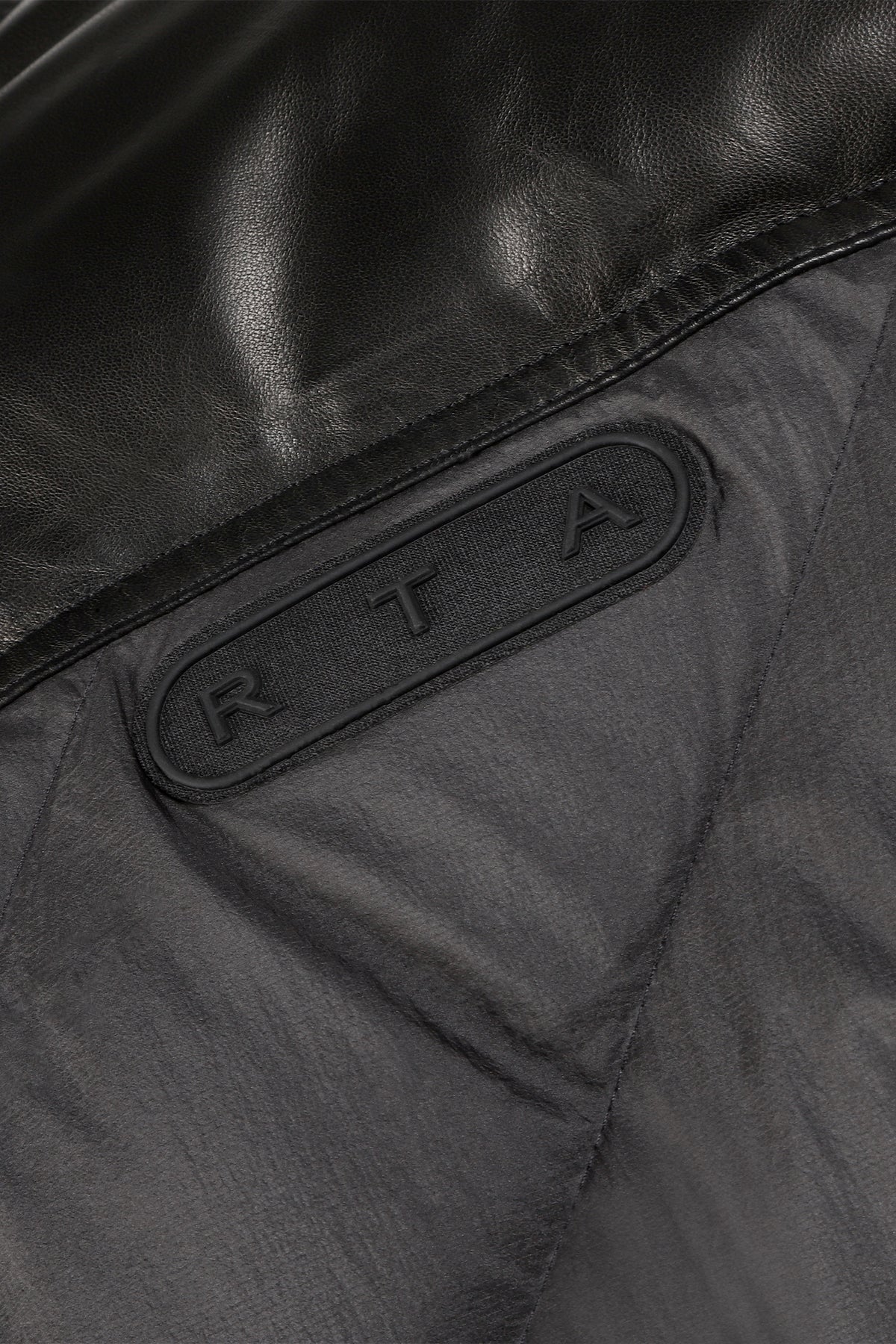 LEATHER CONTRAST PUFFER JACKET - Image 4
