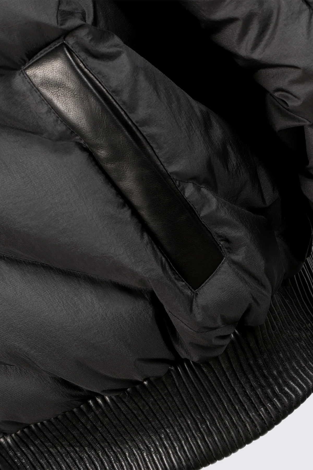 LEATHER CONTRAST PUFFER JACKET - Image 5